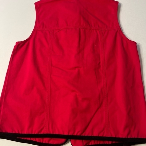 EUC Denim & Co. Women's Denim Sleeveless Vest Pockets Red Size M (R) - Picture 5 of 5